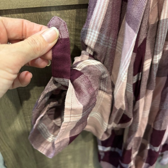 Catherines 3X Flannel Button Shirt Pink Plaid Long Roll Tab Sleeves - Picture 9 of 11